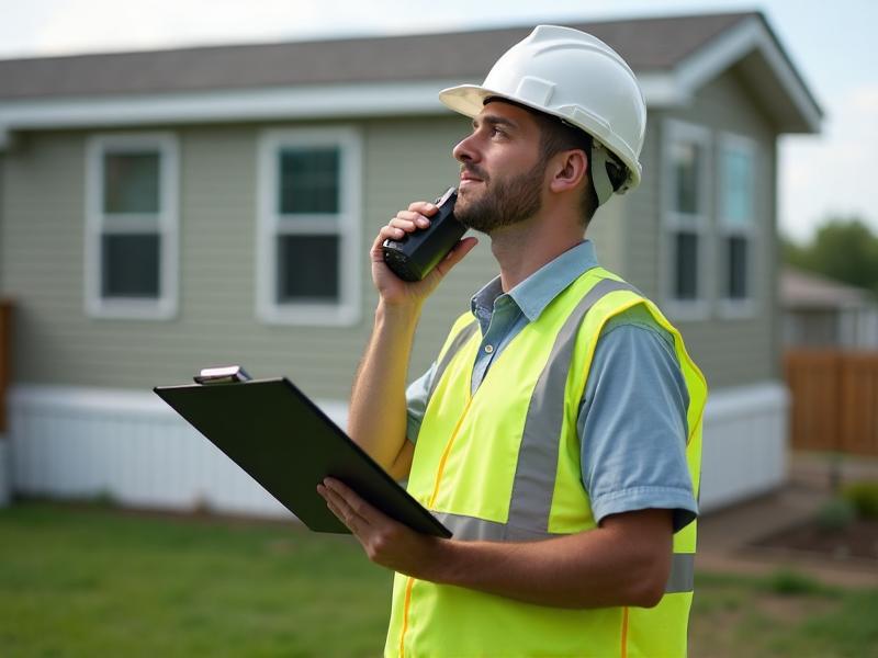 Realtor reviewing mobile home tie-down certification documentation with Storm Ready Services for a Florida closing
